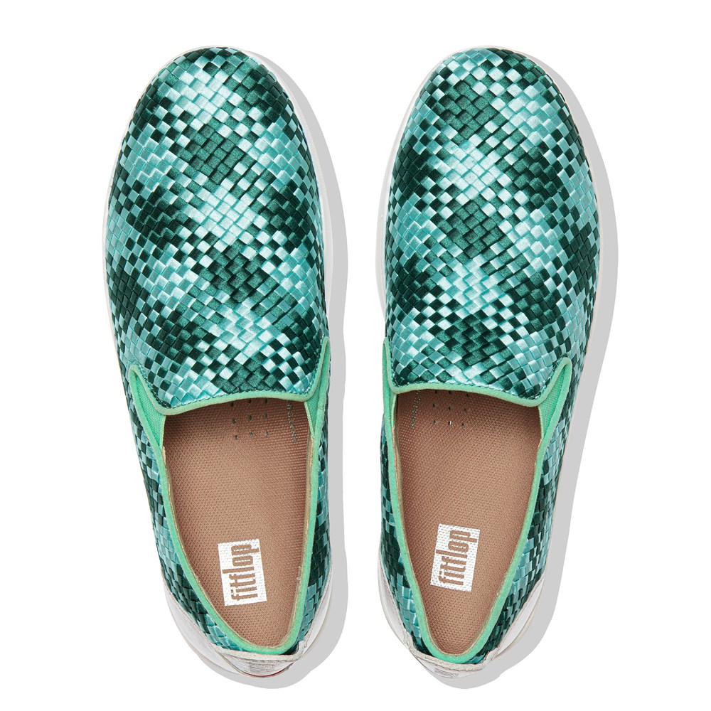 Fitflop Womens Slip-on Mint Green - Rally Silky-weave Sneakers - 59CGFQINV